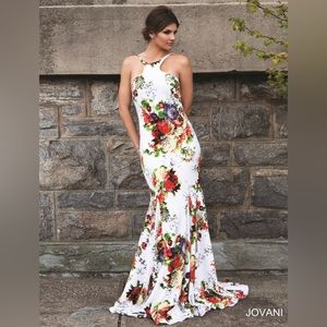 Jovani Prom 24989 Floral Backless Dress